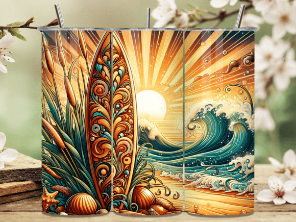 Download Vintage Beach Surfboard 20oz Tumbler - Premium Resources