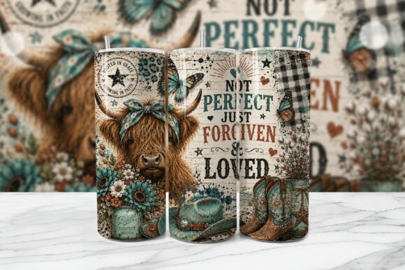 Download Forgiven Loved Highland Cow Tumbler Wrap - Cow tumbler wrap Collection