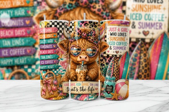 Download Summer Highland Cow Tumbler Wrap PNG - Cow tumbler wrap Collection