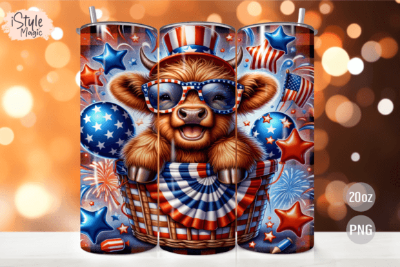 Download Patriotic Highland Cow Tumbler Wrap - Cow tumbler wrap Collection