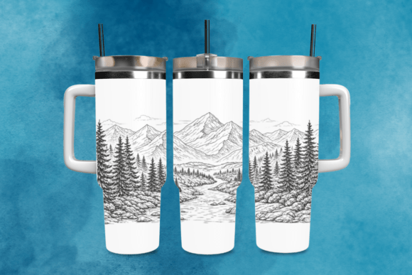 Download Mountain River Laser Tumbler Wrap SVG - Laser tumbler wrap Collection