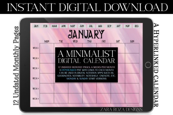 Download Flamingo Pink Digital Monthly Calendar - Premium Resources
