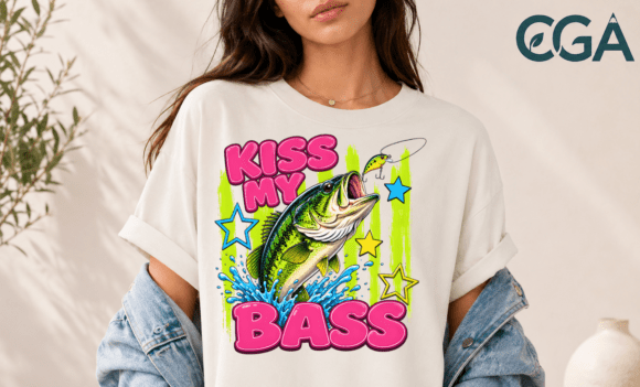 Download Kiss My Bass Funny Fishing Retro Png - Funny fishing Collection