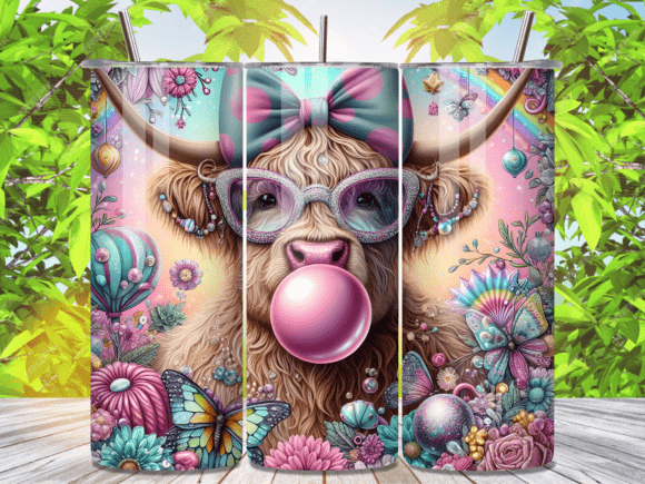 Download Bubblegum Highland Cow Tumbler Wrap - Cow tumbler wrap Collection