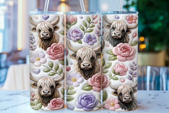 Download Inflated Highland Cow Tumbler Wrap PNG - Cow tumbler wrap Collection